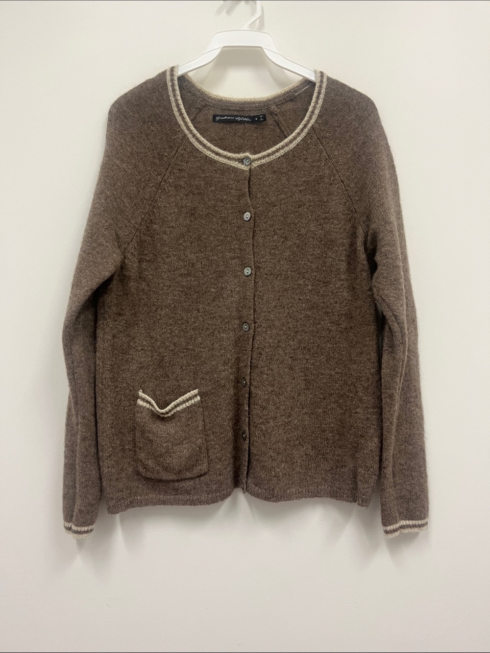Gudrun Sjoden wool  Cardigan with Cream Trim size M